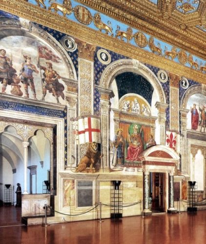 Machiavelli's office though the door of Sala dei Gigli in Palazzo Vecchio